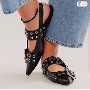 Jeffrey Campbell for Free People Black flats with Grommets size 8 NWOT